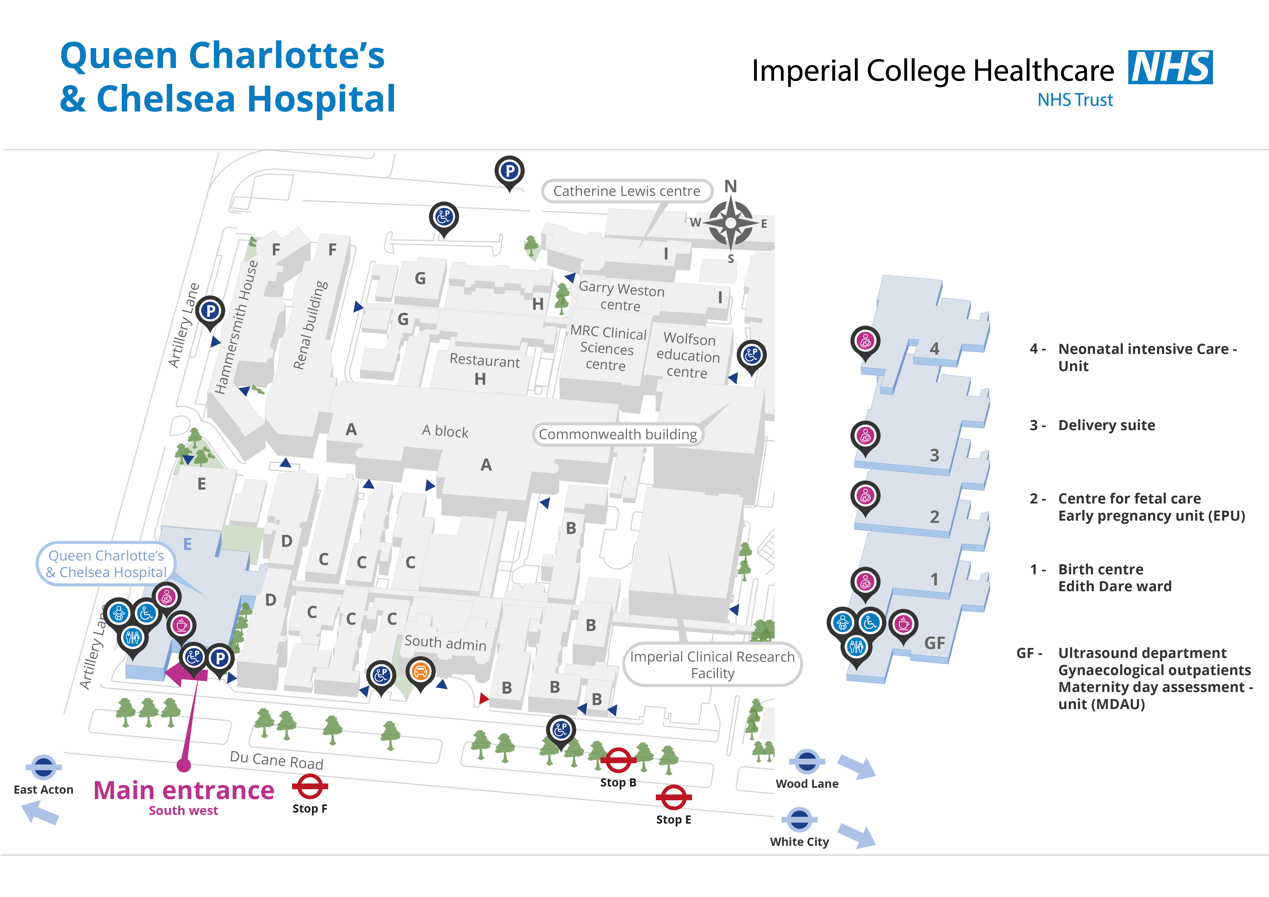 Queen Mary Hospital Map   Queen Charlotte  Chelsea Hospital Site Map 